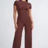 Pantaloni Nour Tall Mid Rise Wide Leg în culoarea ciocolată Pantaloni Nour Tall Mid Rise Wide Leg în culoarea ciocolată