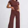 Pantaloni Nour Tall Mid Rise Wide Leg în culoarea ciocolată Pantaloni Nour Tall Mid Rise Wide Leg în culoarea ciocolată