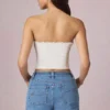 Pantaloni scurți Beata cu talie înaltă și croi în A, spălare albastru mediu Pantaloni scurți Beata cu talie înaltă și croi în A, spălare albastru mediu