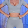 Pantaloni scurți cu nervuri, de culoare gri Pantaloni scurți cu nervuri, de culoare gri