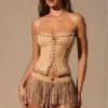 Pantaloni scurți cu talie joasă și franjuri Meliora, culoare bej Pantaloni scurți cu talie joasă și franjuri Meliora, culoare bej