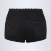 Pantaloni scurți cu talie medie și șireturi Parva, negri Pantaloni scurți cu talie medie și șireturi Parva, negri