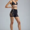 Pantaloni scurți cu talie înaltă și ornamente Bonnie, negri Pantaloni scurți cu talie înaltă și ornamente Bonnie, negri