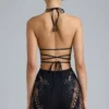 Pantaloni scurți cu talie înaltă și ornamente Bonnie, negri Pantaloni scurți cu talie înaltă și ornamente Bonnie, negri