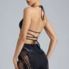 Pantaloni scurți cu talie înaltă și ornamente Bonnie, negri Pantaloni scurți cu talie înaltă și ornamente Bonnie, negri