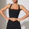 Pantaloni scurți cu talie răsucită și buzunare, negru Pantaloni scurți cu talie răsucită și buzunare, negru