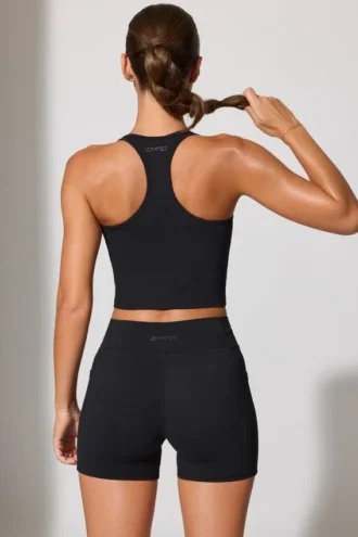 Pantaloni scurți cu talie răsucită și buzunare, negru