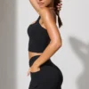 Pantaloni scurți cu talie răsucită și buzunare, negru Pantaloni scurți cu talie răsucită și buzunare, negru