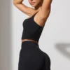 Pantaloni scurți cu talie răsucită și buzunare, negru Pantaloni scurți cu talie răsucită și buzunare, negru