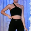 Pantaloni scurți de ciclism cu nervuri, negri Pantaloni scurți de ciclism cu nervuri, negri
