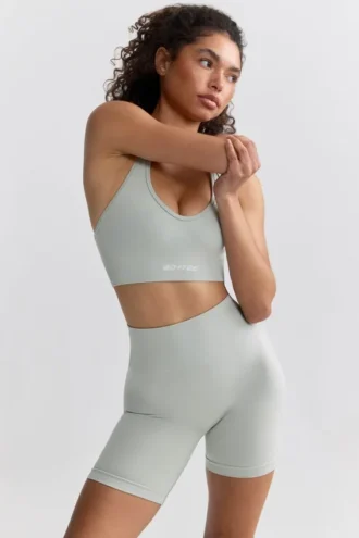 Pantaloni scurți de ciclism cu talie înaltă Define Luxe în culoarea Fog