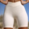 Pantaloni scurți de ciclism cu talie înaltă FlexiRib, culoare Ivory