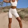 Pantaloni scurți de ciclism cu talie înaltă FlexiRib, culoare Ivory