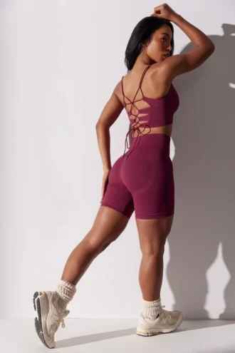 Pantaloni scurți de ciclism cu talie înaltă Super Sculpt în culoarea prune