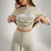 Pantaloni scurți de ciclism din bumbac moale, culoare calcar Pantaloni scurți de ciclism din bumbac moale, culoare calcar