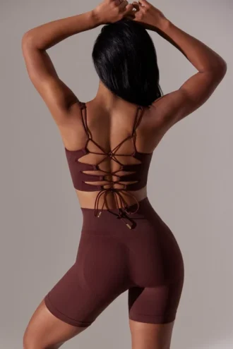 Pantaloni scurți de ciclism Super Sculpt cu talie înaltă, în culoarea burgund