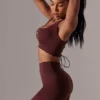 Pantaloni scurți de ciclism Super Sculpt cu talie înaltă, în culoarea burgund Pantaloni scurți de ciclism Super Sculpt cu talie înaltă, în culoarea burgund