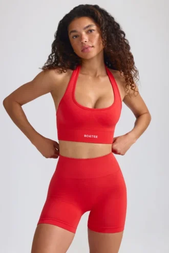 Pantaloni scurți Define Luxe Mini în roșu mac