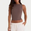 Pantaloni scurți din jersey periat cu elastic, în culoarea Ecru