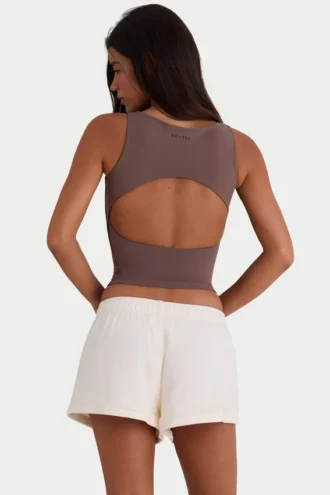 Pantaloni scurți din jersey periat cu elastic, în culoarea Ecru Pantaloni scurți din jersey periat cu elastic, în culoarea Ecru
