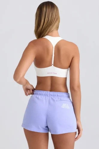 Pantaloni scurți din material de trening cu talie medie, culoare Periwinkle