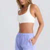 Pantaloni scurți din material de trening cu talie medie, culoare Periwinkle Pantaloni scurți din material de trening cu talie medie, culoare Periwinkle