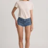 Pantaloni scurți Lanori cu talie joasă, de culoare albastru mediu Pantaloni scurți Lanori cu talie joasă, de culoare albastru mediu