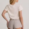 Pantaloni scurți Lanori cu talie joasă, în culoarea ecru Pantaloni scurți Lanori cu talie joasă, în culoarea ecru