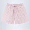 Pantaloni scurți Lariana din poplin de bumbac cu talie medie, cu dungi roz Pantaloni scurți Lariana din poplin de bumbac cu talie medie, cu dungi roz