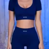 Pantaloni scurți mini cu nervuri, culoare bleumarin Pantaloni scurți mini cu nervuri, culoare bleumarin