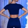 Pantaloni scurți mini cu nervuri, culoare bleumarin Pantaloni scurți mini cu nervuri, culoare bleumarin