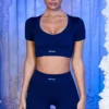 Pantaloni scurți mini cu nervuri, culoare bleumarin Pantaloni scurți mini cu nervuri, culoare bleumarin