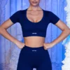 Pantaloni scurți mini cu nervuri, culoare bleumarin Pantaloni scurți mini cu nervuri, culoare bleumarin