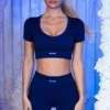 Pantaloni scurți mini cu nervuri, culoare bleumarin Pantaloni scurți mini cu nervuri, culoare bleumarin