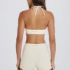 Pantaloni scurți mini cu talie înaltă, culoare crem Pantaloni scurți mini cu talie înaltă, culoare crem