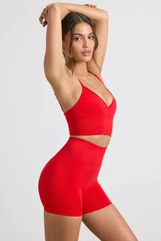 Pantaloni scurți mini cu talie înaltă Define Luxe în roșu