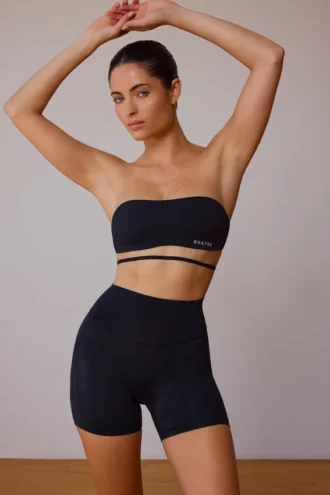 Pantaloni scurți mini cu talie înaltă, negru