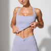 Pantaloni scurți mini cu talie răsucită și buzunare, în culoarea periwinkle Pantaloni scurți mini cu talie răsucită și buzunare, în culoarea periwinkle