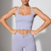 Pantaloni scurți mini cu talie răsucită și buzunare, în culoarea periwinkle Pantaloni scurți mini cu talie răsucită și buzunare, în culoarea periwinkle