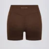 Pantaloni scurți mini cu volane în marl de nucă pecan Pantaloni scurți mini cu volane în marl de nucă pecan