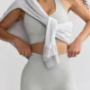 Pantaloni scurți mini Define Luxe cu talie înaltă, în culoarea gri