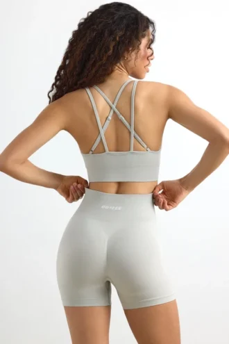 Pantaloni scurți mini Define Luxe cu talie înaltă, în culoarea gri