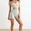 Pantaloni scurți mini Define Luxe cu talie înaltă, în culoarea gri
