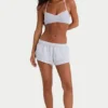 Pantaloni scurți mini din jersey periat, cu talie elastică, în culoarea gri ceață Pantaloni scurți mini din jersey periat, cu talie elastică, în culoarea gri ceață