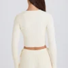 Pantaloni scurți mini din tricot cu nervuri și cordon, de culoare crem Pantaloni scurți mini din tricot cu nervuri și cordon, de culoare crem