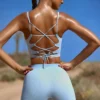 Pantaloni scurți mini FlexiRib cu talie înaltă, de culoare albastră