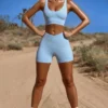 Pantaloni scurți mini FlexiRib cu talie înaltă, de culoare albastră