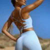 Pantaloni scurți mini FlexiRib cu talie înaltă, de culoare albastră