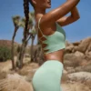 Pantaloni scurți mini FlexiRib cu talie înaltă, de culoare verde Pantaloni scurți mini FlexiRib cu talie înaltă, de culoare verde