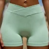 Pantaloni scurți mini FlexiRib cu talie înaltă, de culoare verde Pantaloni scurți mini FlexiRib cu talie înaltă, de culoare verde
